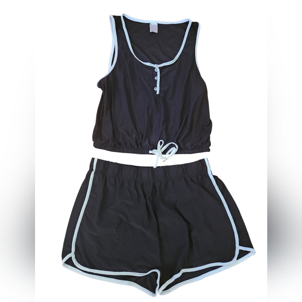 B2G1 FREE! Women's Black Sleepwear Set with White Trim